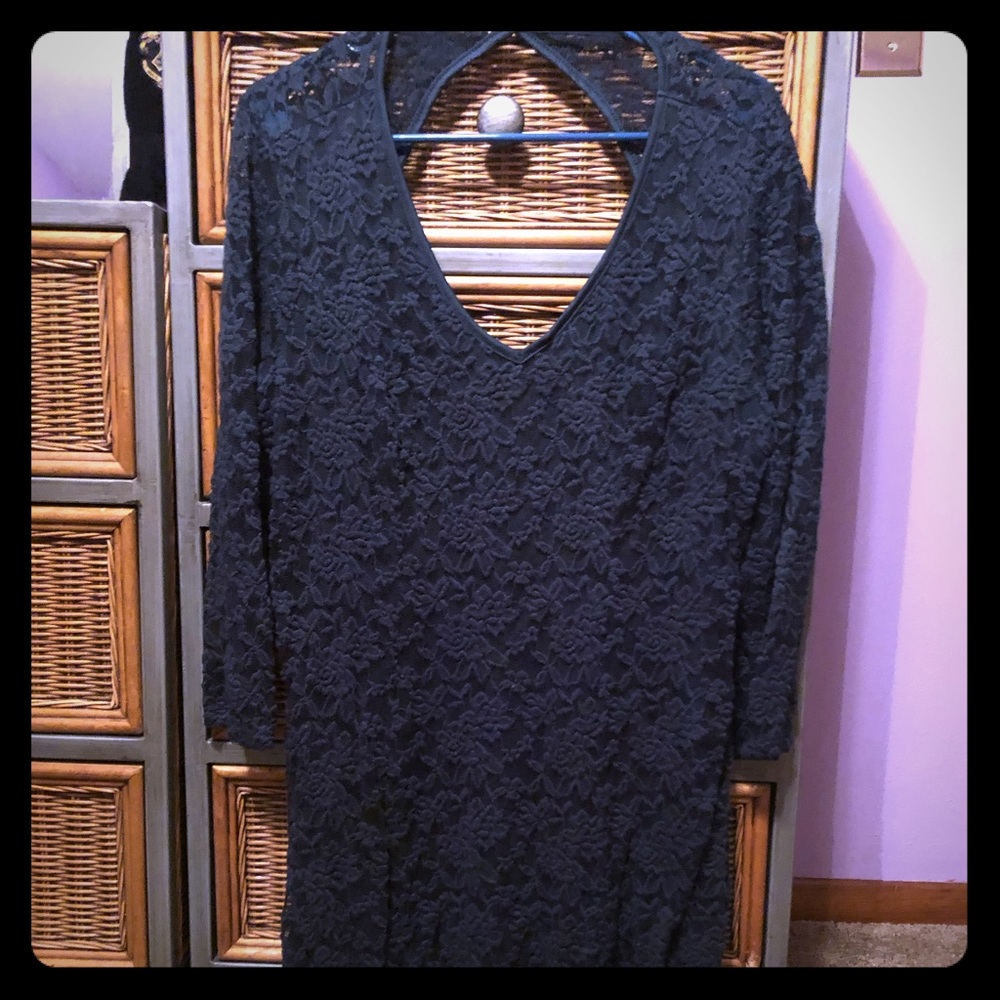 Green lace, long sleeve dress XL